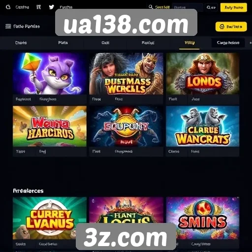 Variedade de jogos disponíveis no ua138.com